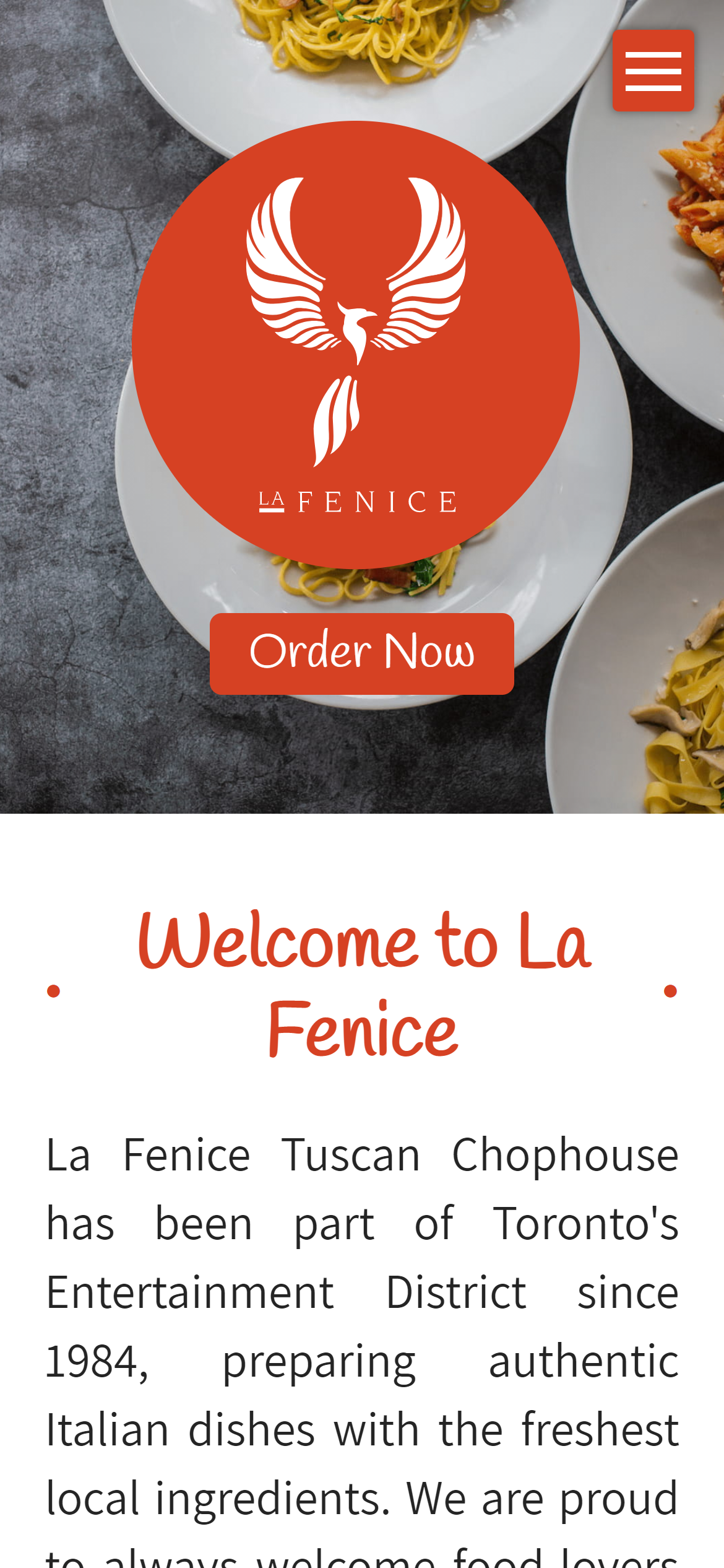 Screenshot of La Fenice's homepage